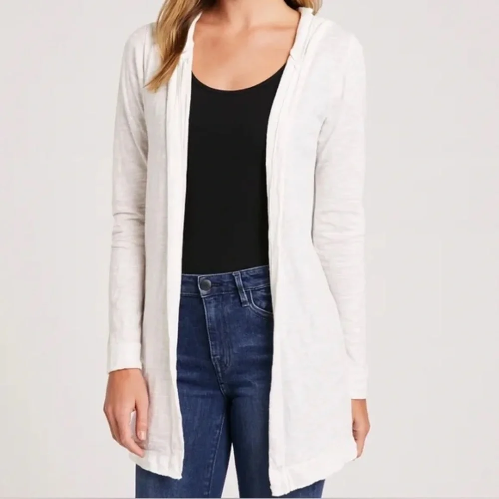 Cynthia Rowley. Linen Blend Hooded Open Cardigan. White. Size medium.